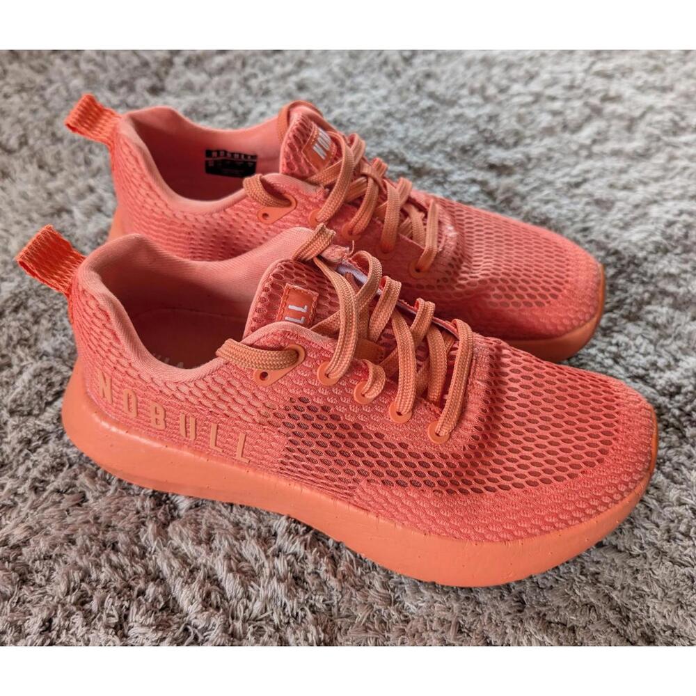 NOBULL Women's Orange Mesh Knit Runner's Breathable Low Top Lace Up